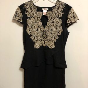 Boutique cocktail dress, peplum skirt detail, sz M